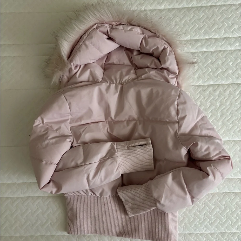 Hollister Light Pink Puffer Jacket with Faux Fur Trim - Picture 3 of 5